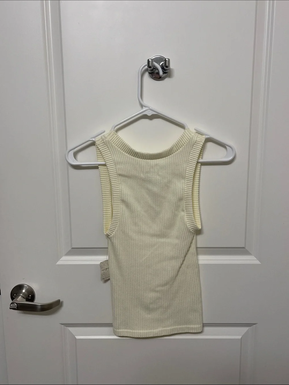 Free People Ribbed Cream V-Neck Tank Top